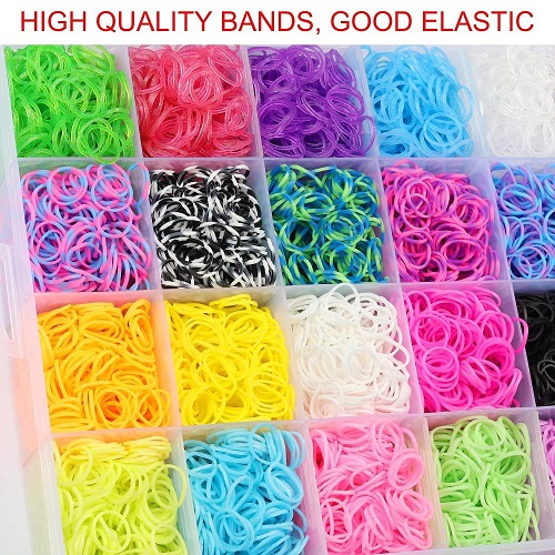 Inscraft 17500+ Rubber Loom Bands with 3 Layer Blue Container, 28 Colors,  600 S-Clips, 352 Beads, 40 Cartoon Pendant, Bracelet Making Refill Kit for  Kids