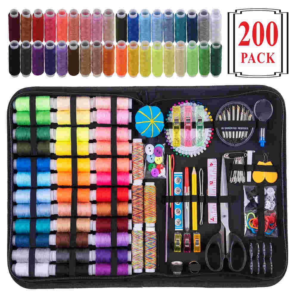 (183 Pcs) ProCase Sewing Project Kit Ideal Gift for Audlt Kids, 38 XL Thread Spools, Scissors, Needles, Pins, for Home, School, Beginner, DIY Sewing