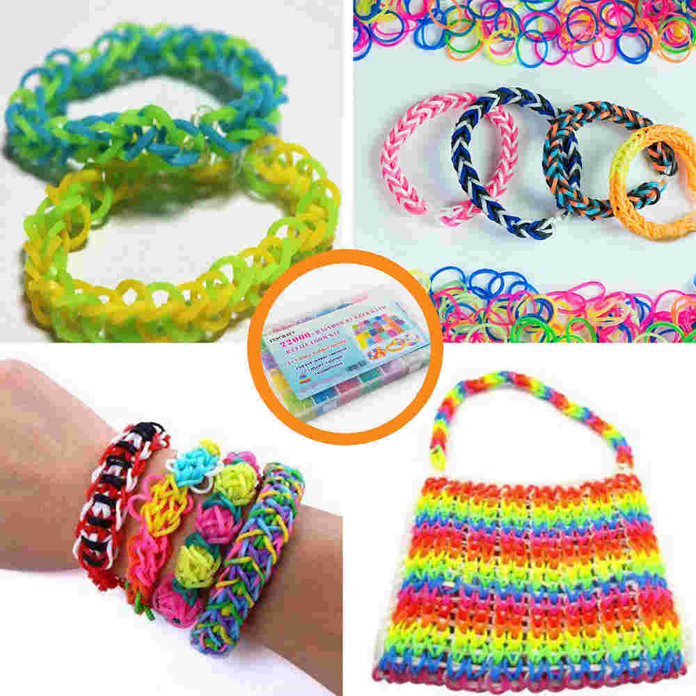 Inscraft 11880+ Loom Bands Set: Colorful Rubber Bands in 28 Colors with  Container, 600 Clips, 200 Beads, 52 ABC Beads, Premium Bracelet Making  Refill