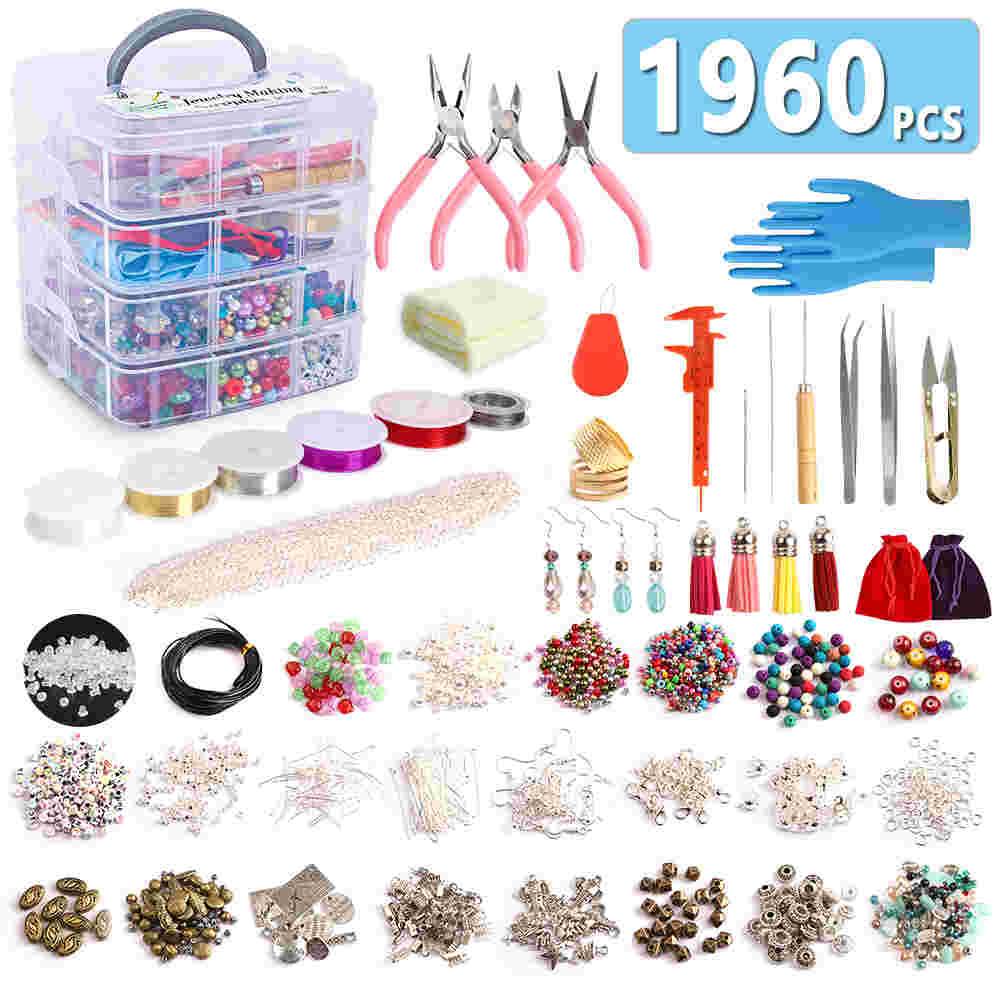 Jewelry Making Kit, Jewelry Making Supplies Includes Jewelry Beads,  Instructions, Charms, Findings, Beads Wire for Bracelet, Necklace, Earrings  Making, Great Gift for Girls and Adults by Inscraft _