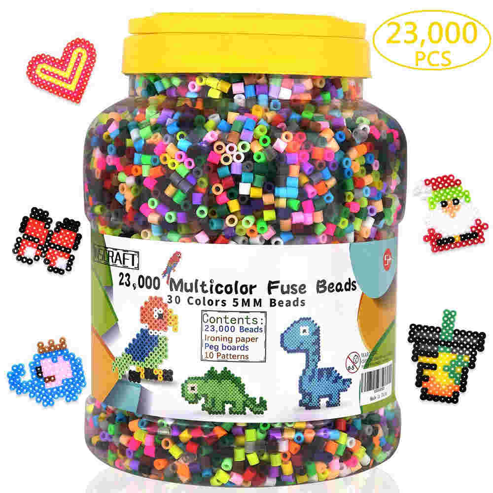 Fuse Beads, 23,000 pcs Multicolor Fuse Beads Kit for Kids Crafts, 5MM 30  Colors Melty Beads Including 3 Pegboards, 5 Ironing Paper, 10 Patterns for  Boys and Girls, Works with Perler Beads by INSCRAFT _